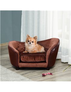 PawHut Dog Sofa Chair with Legs, Pet Couch with Soft Cushion for Extra Small Dogs Cats, Brown, 68.5 x 40.5 x 40.5 cm 2