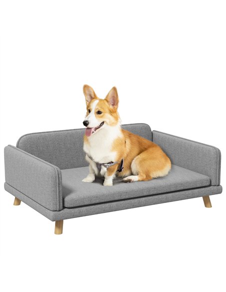 PawHut Pet Sofa for Medium Dogs, with Water-Resistant Fabric, Four Legs - Grey - pic 144191 | FastDaddyshop
