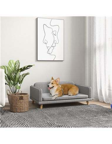 PawHut Pet Sofa for Medium Dogs, with Water-Resistant Fabric, Four Legs - Grey
