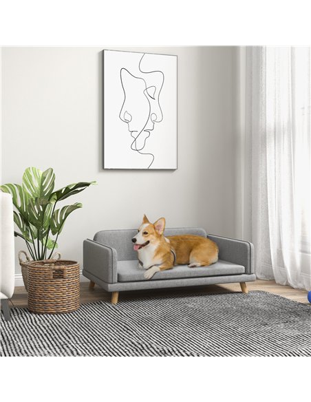 PawHut Pet Sofa for Medium Dogs, with Water-Resistant Fabric, Four Legs - Grey - pic 144192 | FastDaddyshop