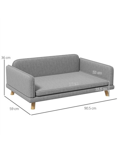 PawHut Pet Sofa for Medium Dogs, with Water-Resistant Fabric, Four Legs - Grey