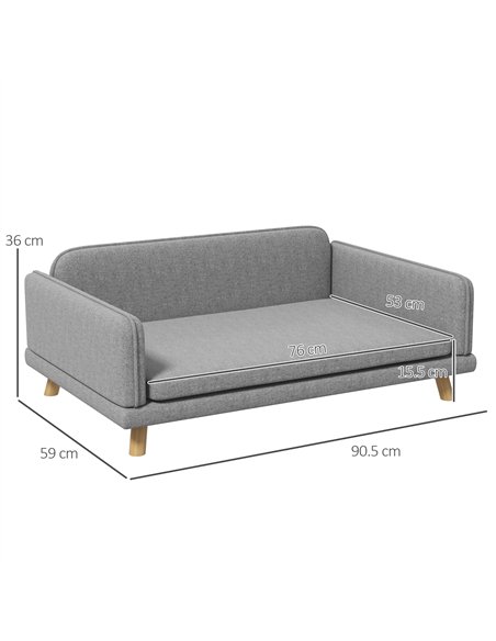 PawHut Pet Sofa for Medium Dogs, with Water-Resistant Fabric, Four Legs - Grey - pic 144193 | FastDaddyshop