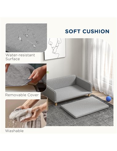 PawHut Pet Sofa for Medium Dogs, with Water-Resistant Fabric, Four Legs - Grey