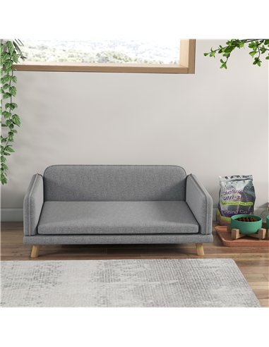 PawHut Pet Sofa for Medium Dogs, with Water-Resistant Fabric, Four Legs - Grey