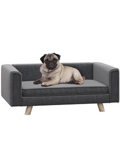 PawHut Elevated Dog Sofa Bed, with Cushion, for Medium and Small Dogs, Grey