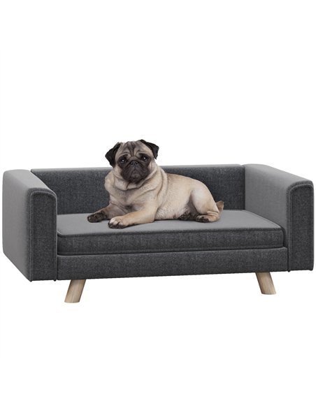 PawHut Elevated Dog Sofa Bed, with Cushion, for Medium and Small Dogs, Grey - pic 144200 | FastDaddyshop