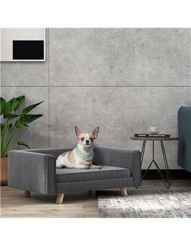 PawHut Elevated Dog Sofa Bed, with Cushion, for Medium and Small Dogs, Grey