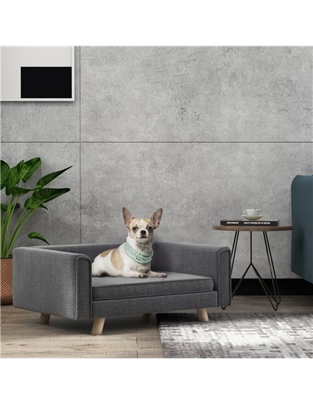 PawHut Elevated Dog Sofa Bed, with Cushion, for Medium and Small Dogs, Grey - pic 144201 | FastDaddyshop