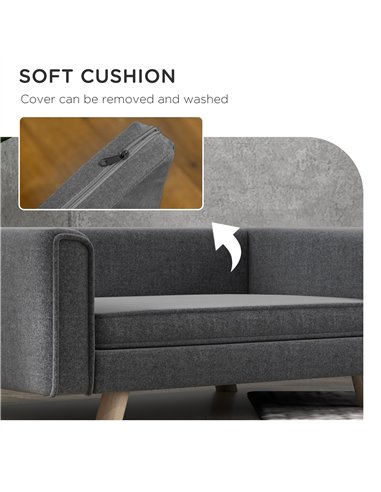 PawHut Elevated Dog Sofa Bed, with Cushion, for Medium and Small Dogs, Grey