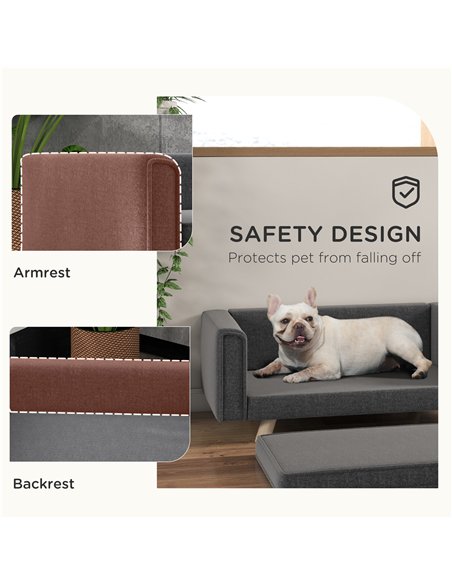 PawHut Elevated Dog Sofa Bed, with Cushion, for Medium and Small Dogs, Grey - pic 144206 | FastDaddyshop