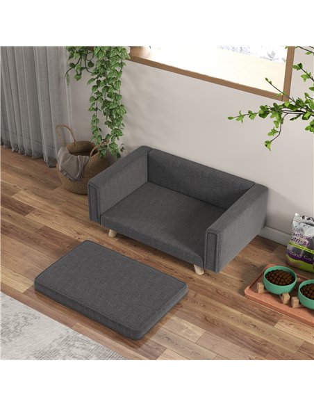 PawHut Elevated Dog Sofa Bed, with Cushion, for Medium and Small Dogs, Grey - pic 144208 | FastDaddyshop