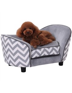 PawHut Dog Sofa Pet Couch for XS Dogs w/ Removable Sponge Padded Cushion - Grey