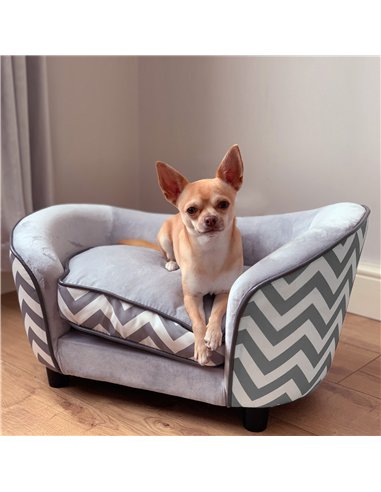 PawHut Dog Sofa Pet Couch for XS Dogs w/ Removable Sponge Padded Cushion - Grey
