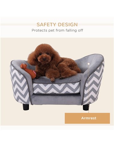 PawHut Dog Sofa Pet Couch for XS Dogs w/ Removable Sponge Padded Cushion - Grey
