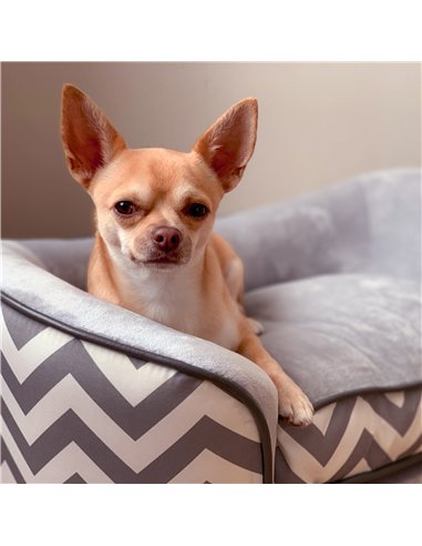 PawHut Dog Sofa Pet Couch for XS Dogs w/ Removable Sponge Padded Cushion - Grey