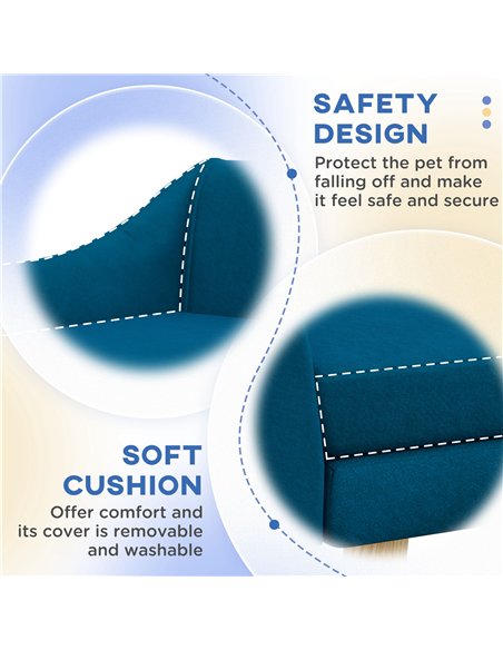 PawHut Dog Couch with Soft Cushion, Pet Sofa Bed with Wooden Frame, Removable Cover, for Medium and Large Dogs, Blue - pic 144233 | FastDaddyshop