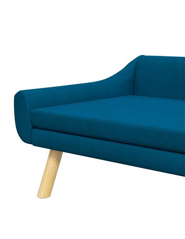 PawHut Dog Couch with Soft Cushion, Pet Sofa Bed with Wooden Frame, Removable Cover, for Medium and Large Dogs, Blue