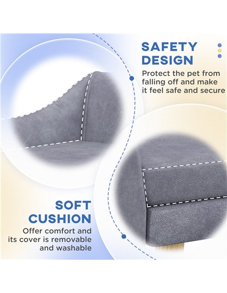 PawHut Dog Couch with Soft Cushion, Pet Sofa Bed with Wooden Frame, Removable Cover, for Medium and Large Dogs, Grey - pic 144242 | FastDaddyshop