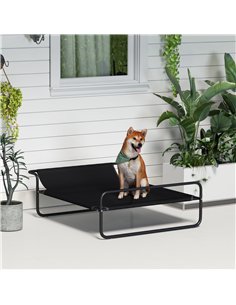 PawHut Raised Pet Bed with Slope Headrest, Washable Breathable Mesh, Foot Pads, for Medium Dogs, 106 x 81 x 33cm 2
