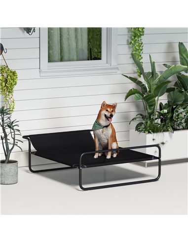 PawHut Raised Pet Bed with Slope Headrest, Washable Breathable Mesh, Foot Pads, for Medium Dogs, 106 x 81 x 33cm
