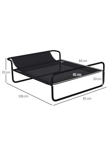 PawHut Raised Pet Bed with Slope Headrest, Washable Breathable Mesh, Foot Pads, for Medium Dogs, 106 x 81 x 33cm