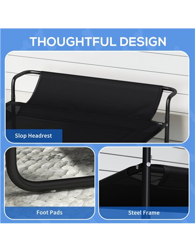 PawHut Raised Pet Bed with Slope Headrest, Washable Breathable Mesh, Foot Pads, for Medium Dogs, 106 x 81 x 33cm