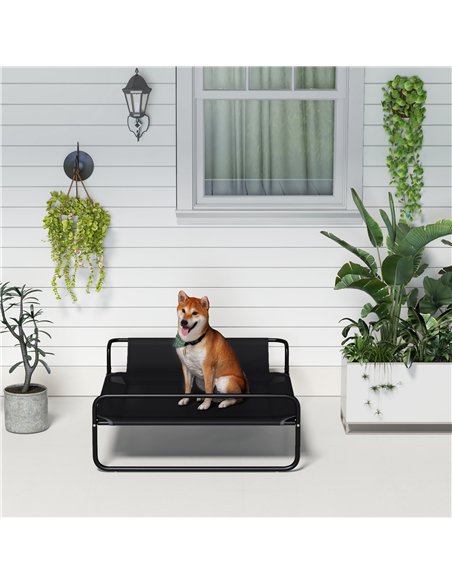 PawHut Raised Pet Bed with Slope Headrest, Washable Breathable Mesh, Foot Pads, for Medium Dogs, 106 x 81 x 33cm - pic 144253 | FastDaddyshop