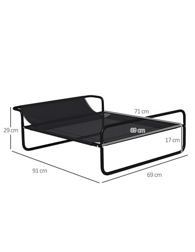 PawHut Raised Pet Bed with Slope Headrest, Washable Breathable Mesh, Foot Pads, for Small, Medium Dogs, 91 x 69 x 29cm
