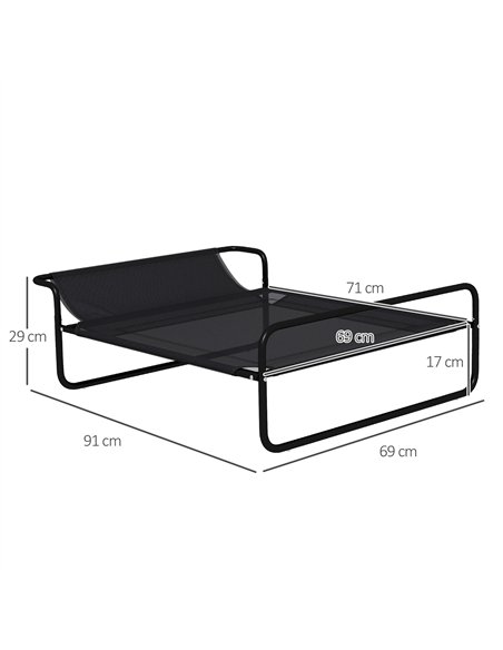 PawHut Raised Pet Bed with Slope Headrest, Washable Breathable Mesh, Foot Pads, for Small, Medium Dogs, 91 x 69 x 29cm - pic 144256 | FastDaddyshop