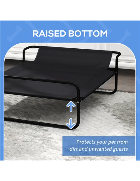 PawHut Raised Pet Bed with Slope Headrest, Washable Breathable Mesh, Foot Pads, for Small, Medium Dogs, 91 x 69 x 29cm - pic 144260 | FastDaddyshop