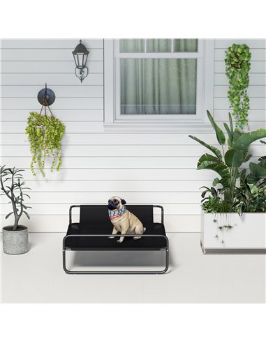 PawHut Raised Pet Bed with Slope Headrest, Washable Breathable Mesh, Foot Pads, for Small, Medium Dogs, 91 x 69 x 29cm