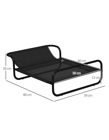 PawHut Raised Pet Bed with Slope Headrest, Washable Breathable Mesh, Foot Pads, for Small Dogs, 80 x 59 x 26cm