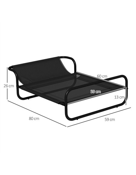 PawHut Raised Pet Bed with Slope Headrest, Washable Breathable Mesh, Foot Pads, for Small Dogs, 80 x 59 x 26cm - pic 144265 | FastDaddyshop