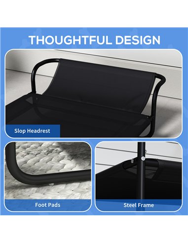 PawHut Raised Pet Bed with Slope Headrest, Washable Breathable Mesh, Foot Pads, for Small Dogs, 80 x 59 x 26cm