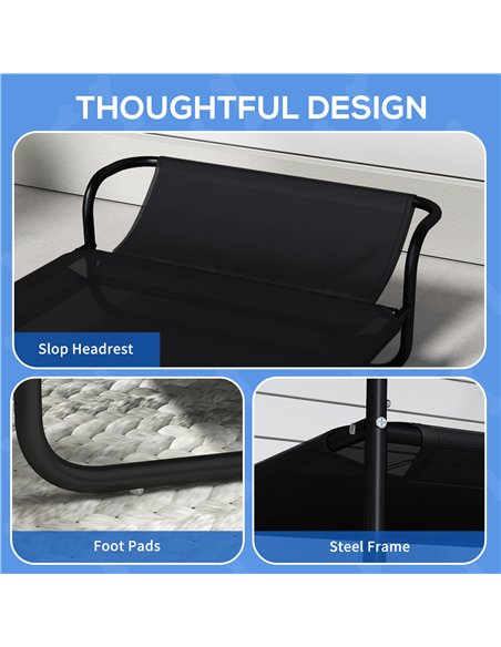 PawHut Raised Pet Bed with Slope Headrest, Washable Breathable Mesh, Foot Pads, for Small Dogs, 80 x 59 x 26cm - pic 144268 | FastDaddyshop