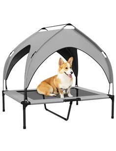 PawHut Cooling Raised Pet Bed w/ Washable Breathable Mesh, for Medium, Large Dogs, 91 x 76 x 89cm - Light Grey