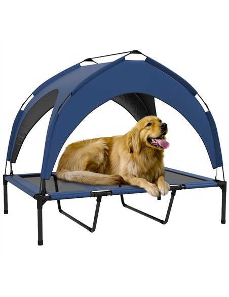 PawHut Cooling Raised Pet Bed w/ Washable Breathable Mesh, for Large Dogs, 106 x 76 x 94cm - Dark Blue - pic 144281 | FastDaddyshop