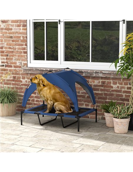 PawHut Cooling Raised Pet Bed w/ Washable Breathable Mesh, for Large Dogs, 106 x 76 x 94cm - Dark Blue - pic 144282 | FastDaddyshop