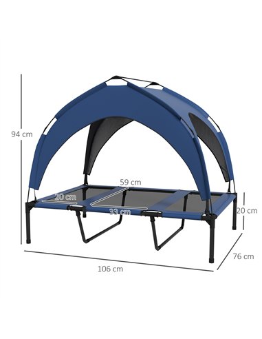 PawHut Cooling Raised Pet Bed w/ Washable Breathable Mesh, for Large Dogs, 106 x 76 x 94cm - Dark Blue