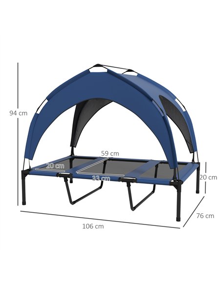 PawHut Cooling Raised Pet Bed w/ Washable Breathable Mesh, for Large Dogs, 106 x 76 x 94cm - Dark Blue - pic 144283 | FastDaddyshop