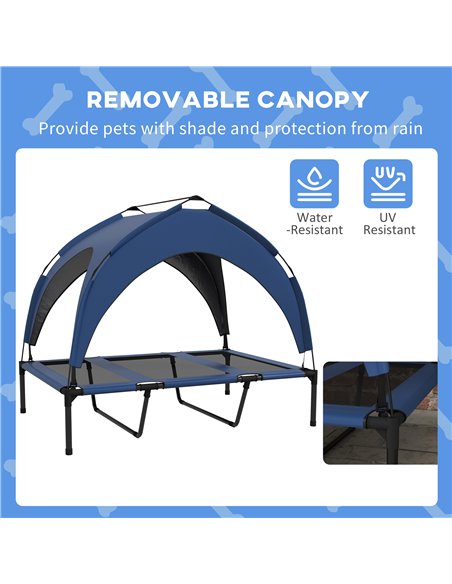 PawHut Cooling Raised Pet Bed w/ Washable Breathable Mesh, for Large Dogs, 106 x 76 x 94cm - Dark Blue - pic 144285 | FastDaddyshop