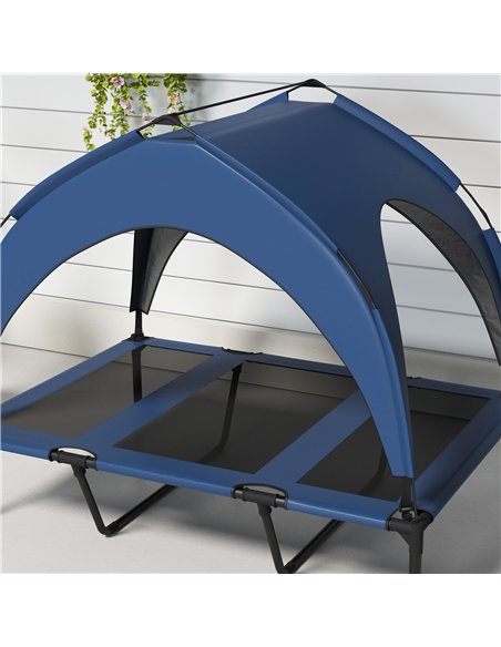 PawHut Cooling Raised Pet Bed w/ Washable Breathable Mesh, for Large Dogs, 106 x 76 x 94cm - Dark Blue - pic 144288 | FastDaddyshop