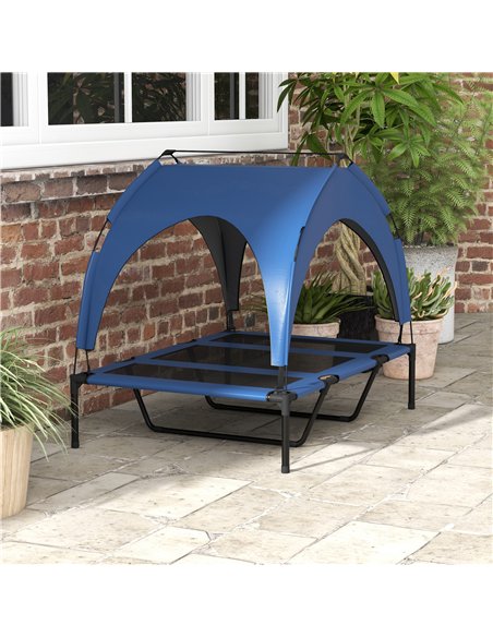 PawHut Cooling Raised Pet Bed w/ Washable Breathable Mesh, for Large Dogs, 106 x 76 x 94cm - Dark Blue - pic 144289 | FastDaddyshop