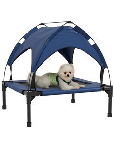 PawHut Cooling Raised Pet Bed w/ Washable Breathable Mesh, for Small Medium Dogs, 76 x 61 x 69.5cm - Dark Blue
