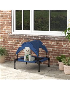 PawHut Cooling Raised Pet Bed w/ Washable Breathable Mesh, for Small Medium Dogs, 76 x 61 x 69.5cm - Dark Blue 2