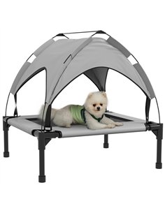 PawHut Cooling Raised Pet Bed w/ Washable Breathable Mesh, for Small Medium Dogs, 76 x 61 x 69.5cm - Light Grey