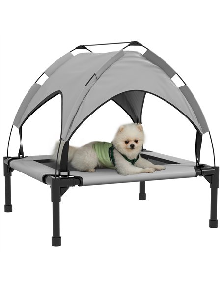 PawHut Cooling Raised Pet Bed w/ Washable Breathable Mesh, for Small Medium Dogs, 76 x 61 x 69.5cm - Light Grey - pic 144299 | FastDaddyshop