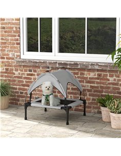 PawHut Cooling Raised Pet Bed w/ Washable Breathable Mesh, for Small Medium Dogs, 76 x 61 x 69.5cm - Light Grey 2