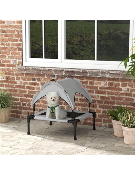 PawHut Cooling Raised Pet Bed w/ Washable Breathable Mesh, for Small Medium Dogs, 76 x 61 x 69.5cm - Light Grey - pic 144300 | FastDaddyshop
