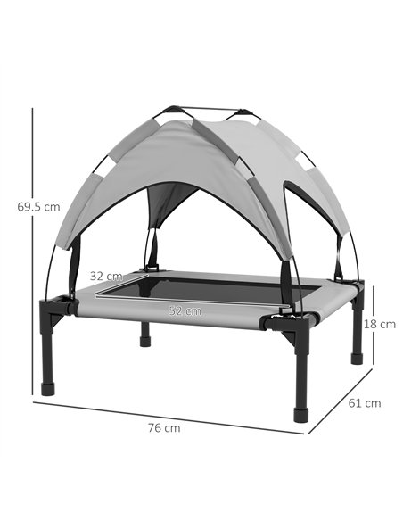 PawHut Cooling Raised Pet Bed w/ Washable Breathable Mesh, for Small Medium Dogs, 76 x 61 x 69.5cm - Light Grey - pic 144301 | FastDaddyshop